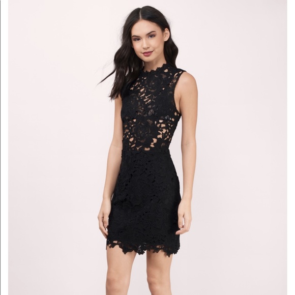 Vintage Y2K TOBI Black Floral Lace Sleeveless Fit & Flare A-Line Mini Dress | UK